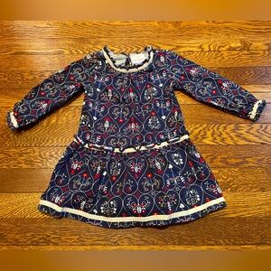 Hanna Andersson Long Sleeve Scandinavian Heart Dress Size 90 cm or 3T